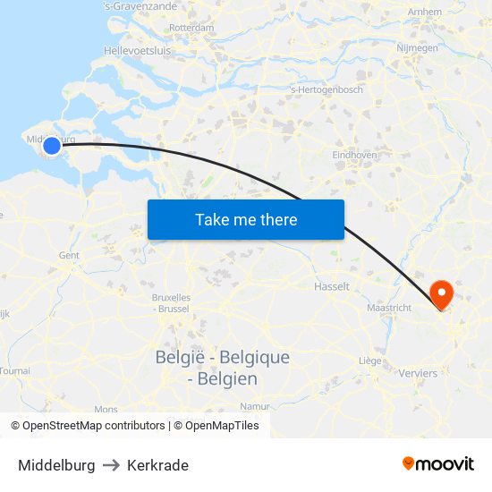 Middelburg to Kerkrade map