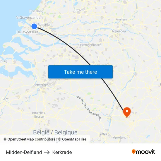 Midden-Delfland to Kerkrade map