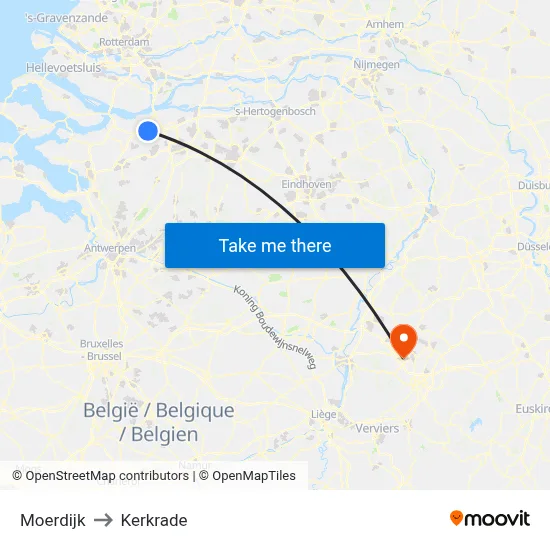 Moerdijk to Kerkrade map