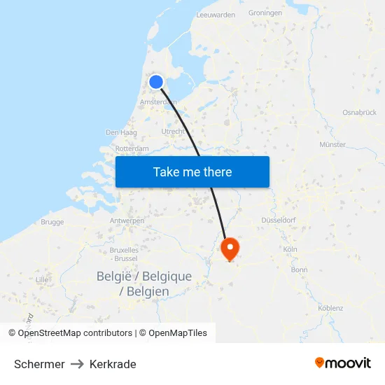 Schermer to Kerkrade map