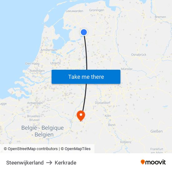 Steenwijkerland to Kerkrade map