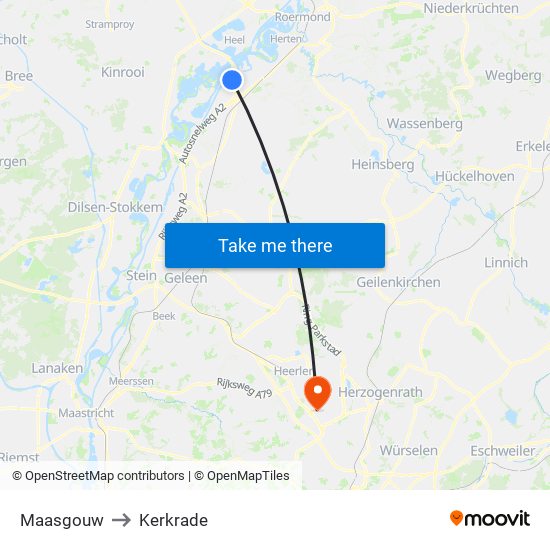 Maasgouw to Kerkrade map