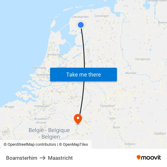 Boarnsterhim to Maastricht map