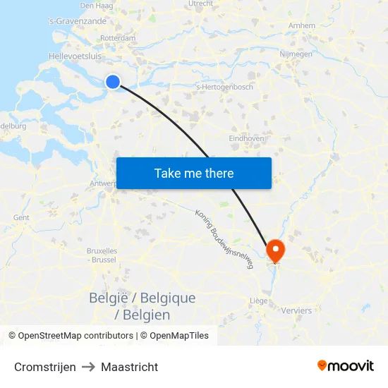 Cromstrijen to Maastricht map
