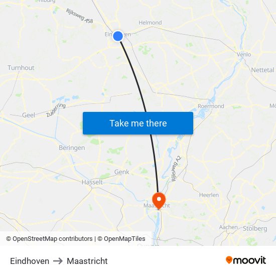 Eindhoven to Maastricht map