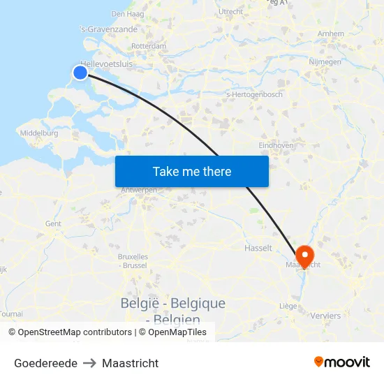 Goedereede to Maastricht map