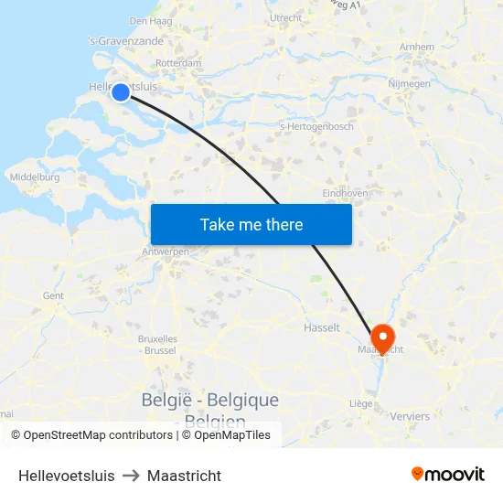 Hellevoetsluis to Maastricht map