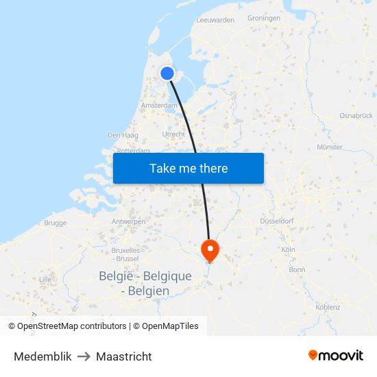 Medemblik to Maastricht map