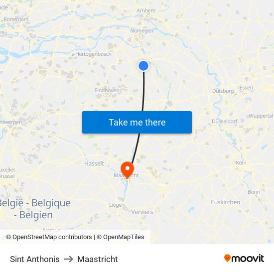 Sint Anthonis to Maastricht map