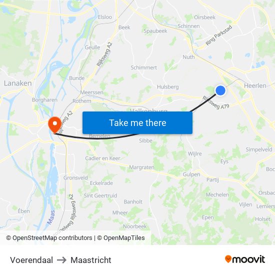 Voerendaal to Maastricht map