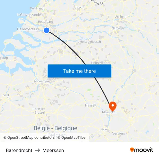 Barendrecht to Meerssen map