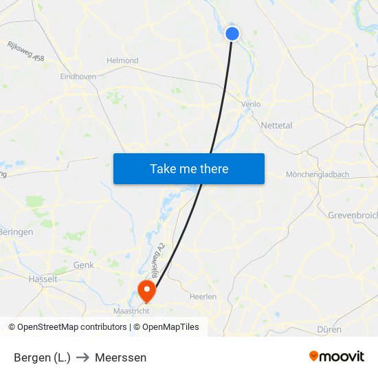 Bergen (L.) to Meerssen map