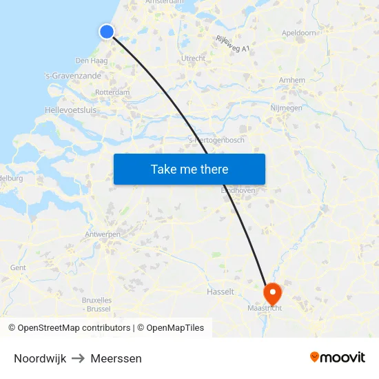 Noordwijk to Meerssen map