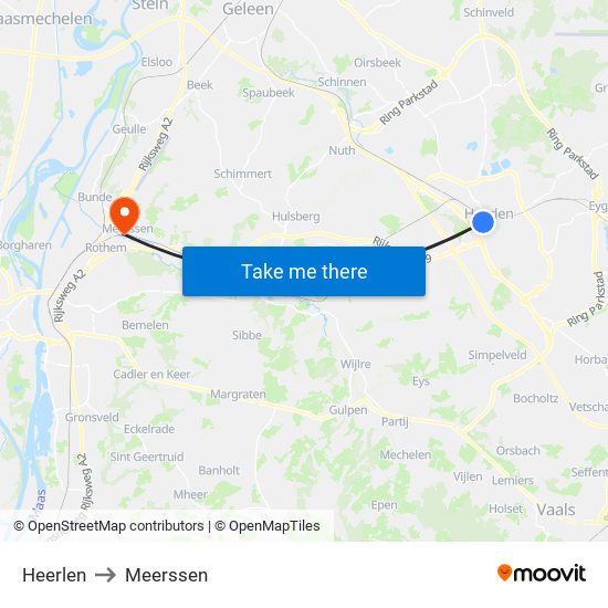 Heerlen to Meerssen map