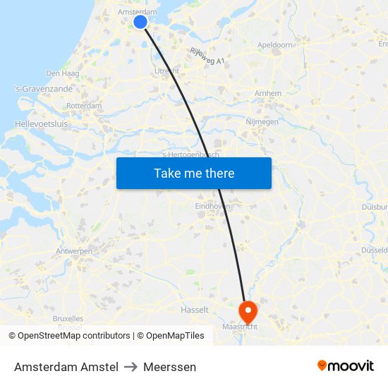 Amsterdam Amstel to Meerssen map