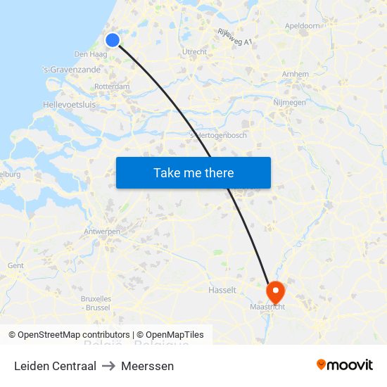 Leiden Centraal to Meerssen map