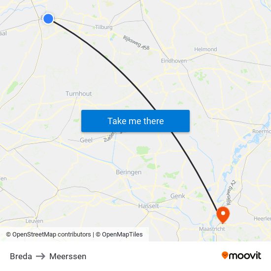 Breda to Meerssen map