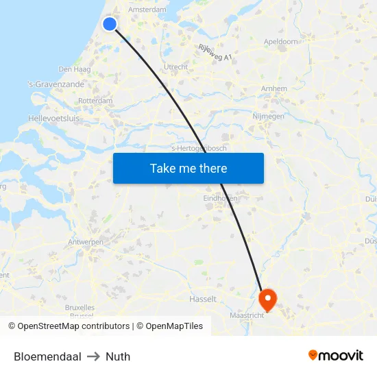 Bloemendaal to Nuth map