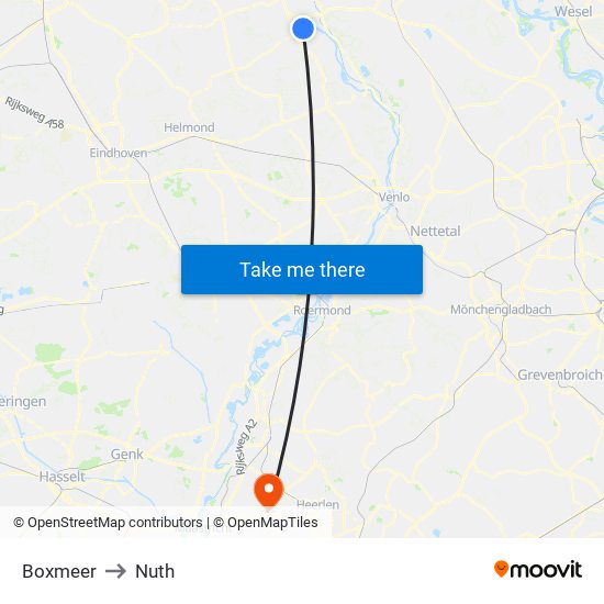 Boxmeer to Nuth map