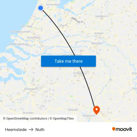 Heemstede to Nuth map