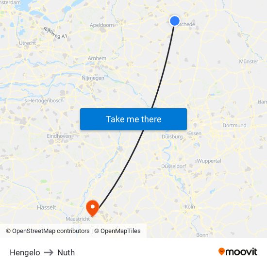 Hengelo to Nuth map