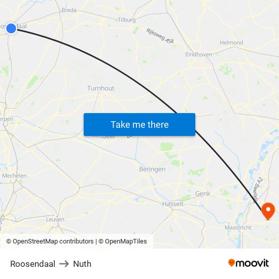 Roosendaal to Nuth map