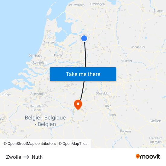 Zwolle to Nuth map