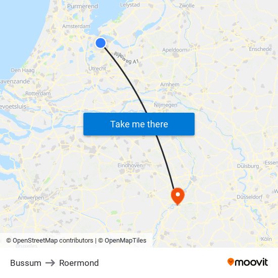 Bussum to Roermond map