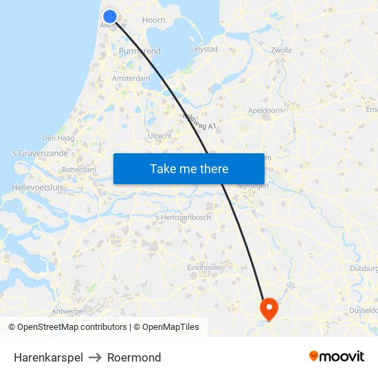 Harenkarspel to Roermond map