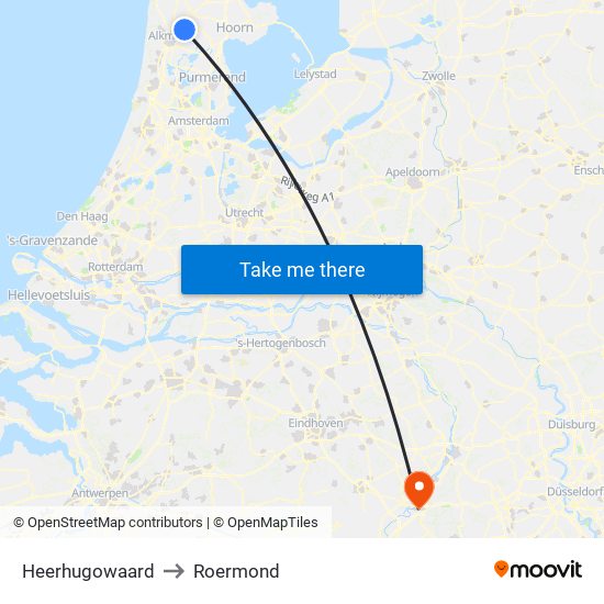 Heerhugowaard to Roermond map