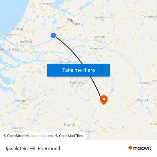 Ijsselstein to Roermond map