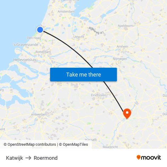 Katwijk to Roermond map