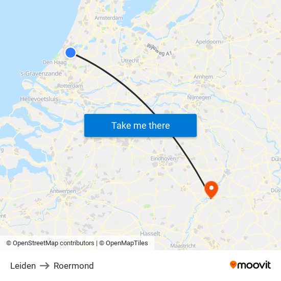 Leiden to Roermond map