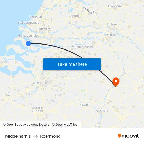 Middelharnis to Roermond map