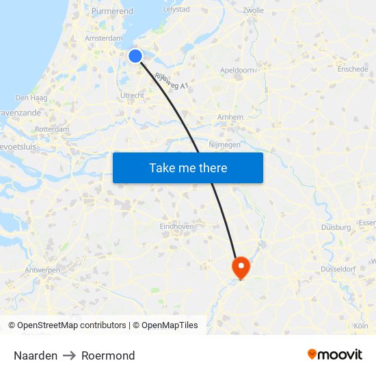 Naarden to Roermond map