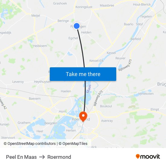 Peel En Maas to Roermond map