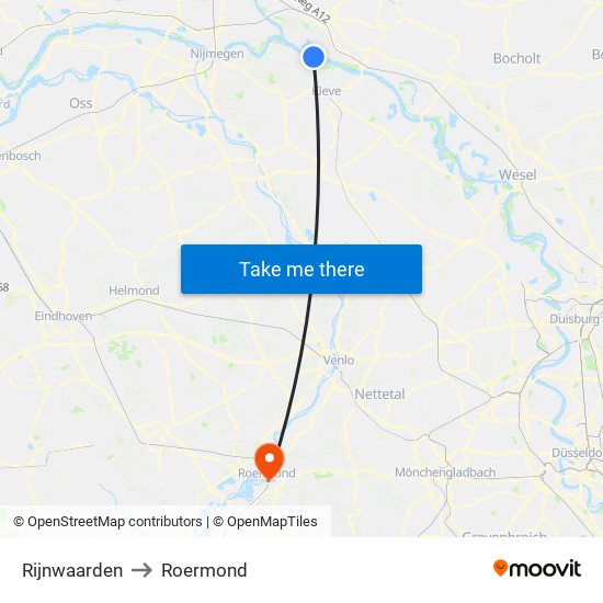 Rijnwaarden to Roermond map