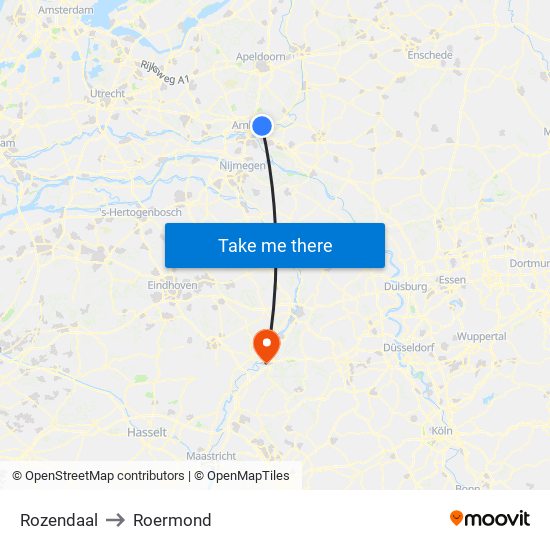 Rozendaal to Roermond map