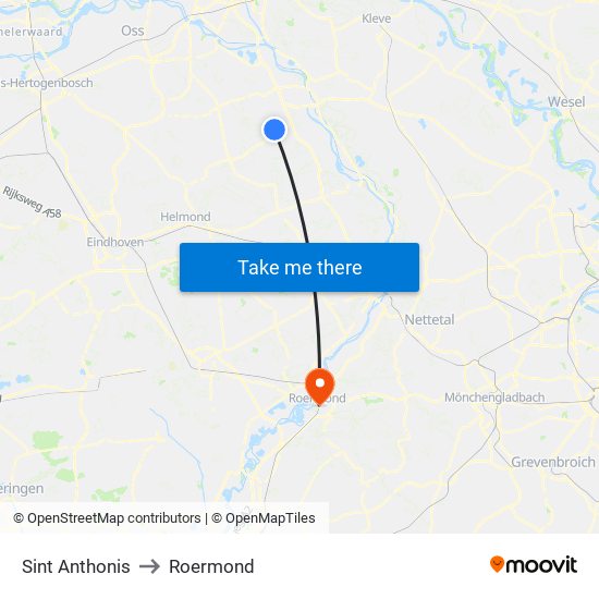 Sint Anthonis to Roermond map