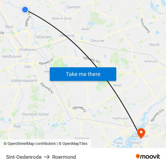 Sint-Oedenrode to Roermond map