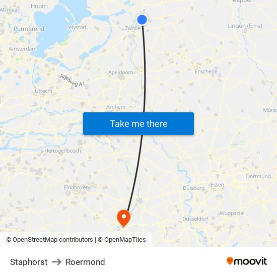 Staphorst to Roermond map