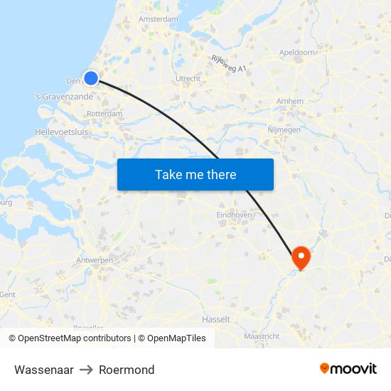 Wassenaar to Roermond map