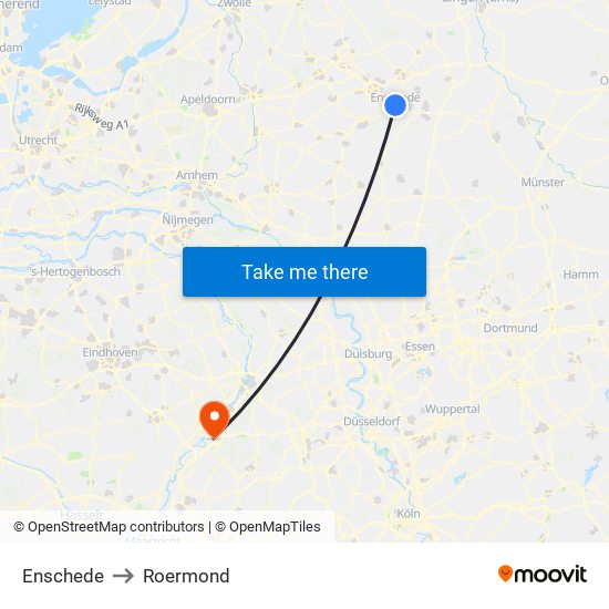 Enschede to Roermond map