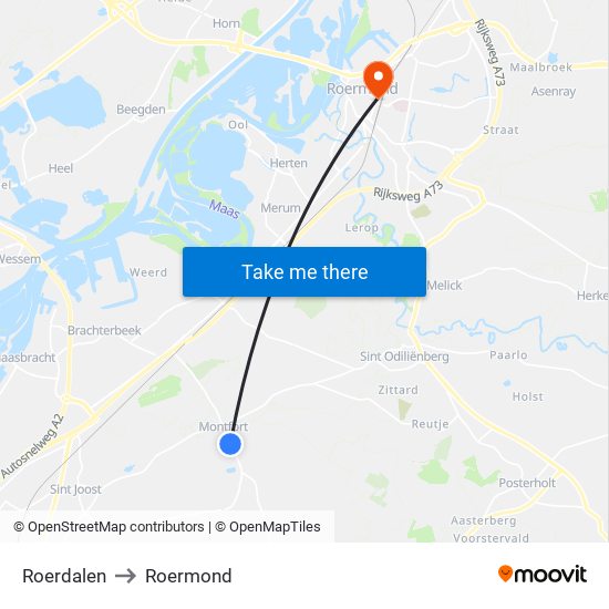 Roerdalen to Roermond map