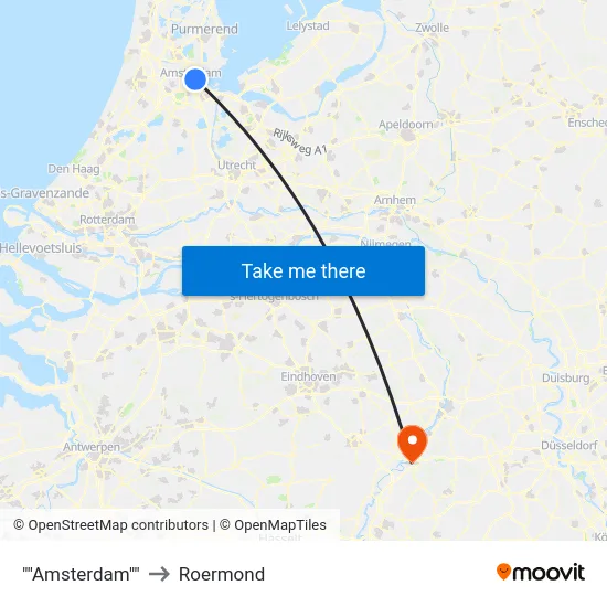 ""Amsterdam"" to Roermond map