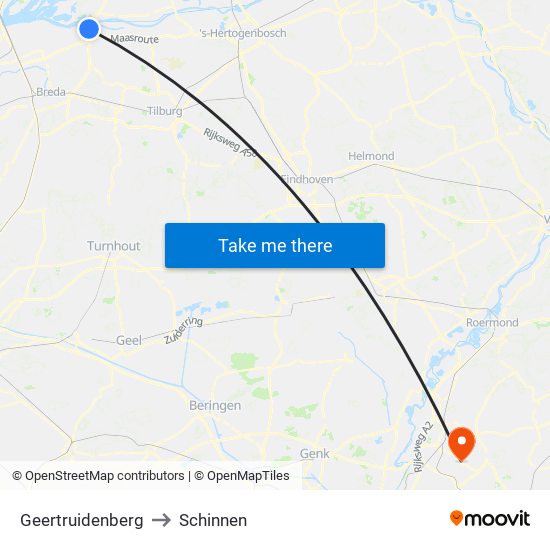 Geertruidenberg to Schinnen map