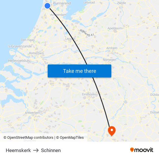 Heemskerk to Schinnen map