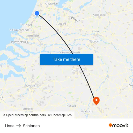 Lisse to Schinnen map