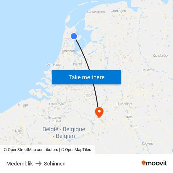 Medemblik to Schinnen map