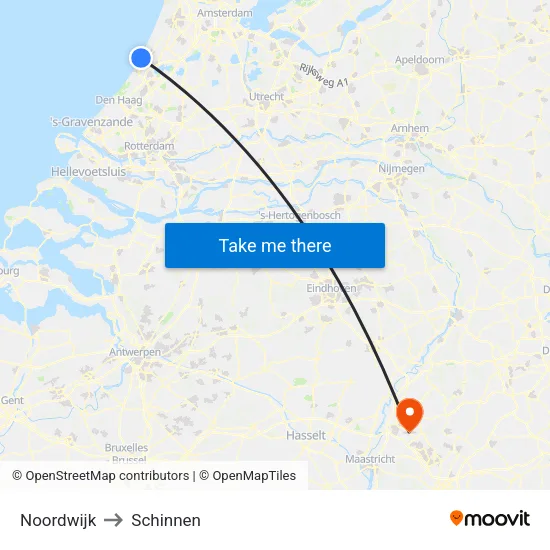 Noordwijk to Schinnen map